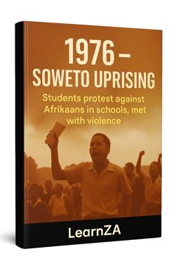 1976 – soweto uprising (students protest against afrikaans in schools, met with violence). 1976 – soweto uprising (students protest against afrikaans in schools, met with violence).